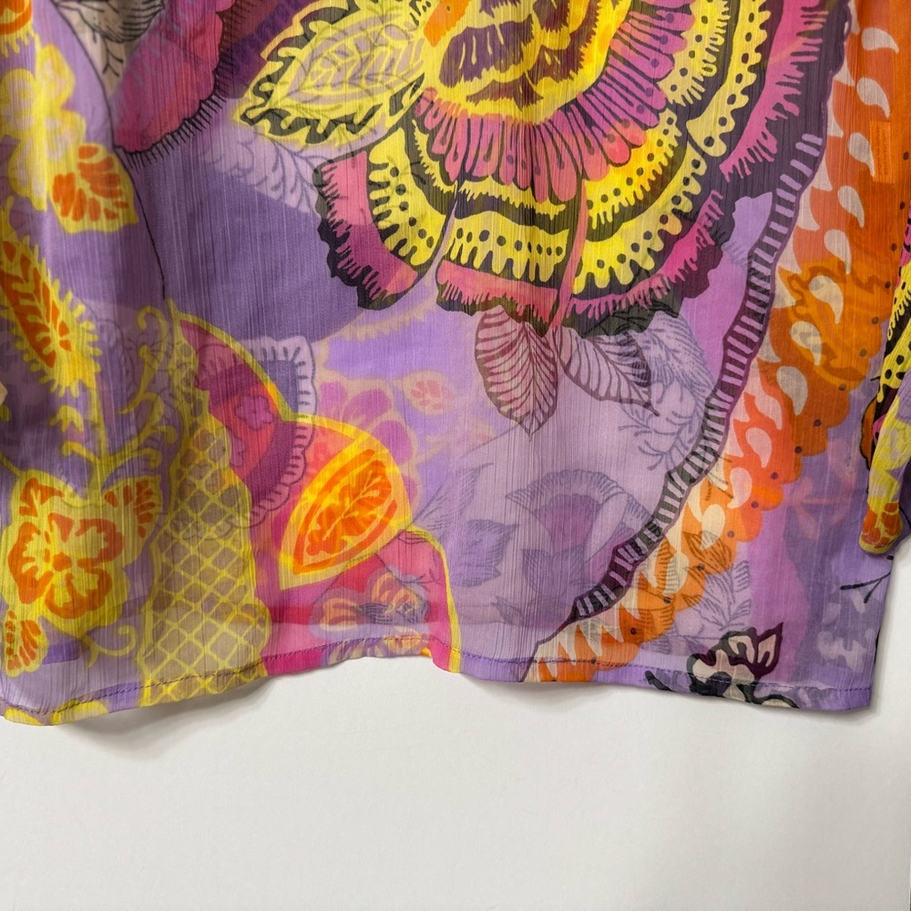 India boutique cover-up, S, orange, purple and yellow, very sheer, NWOT - Picture 7 of 11